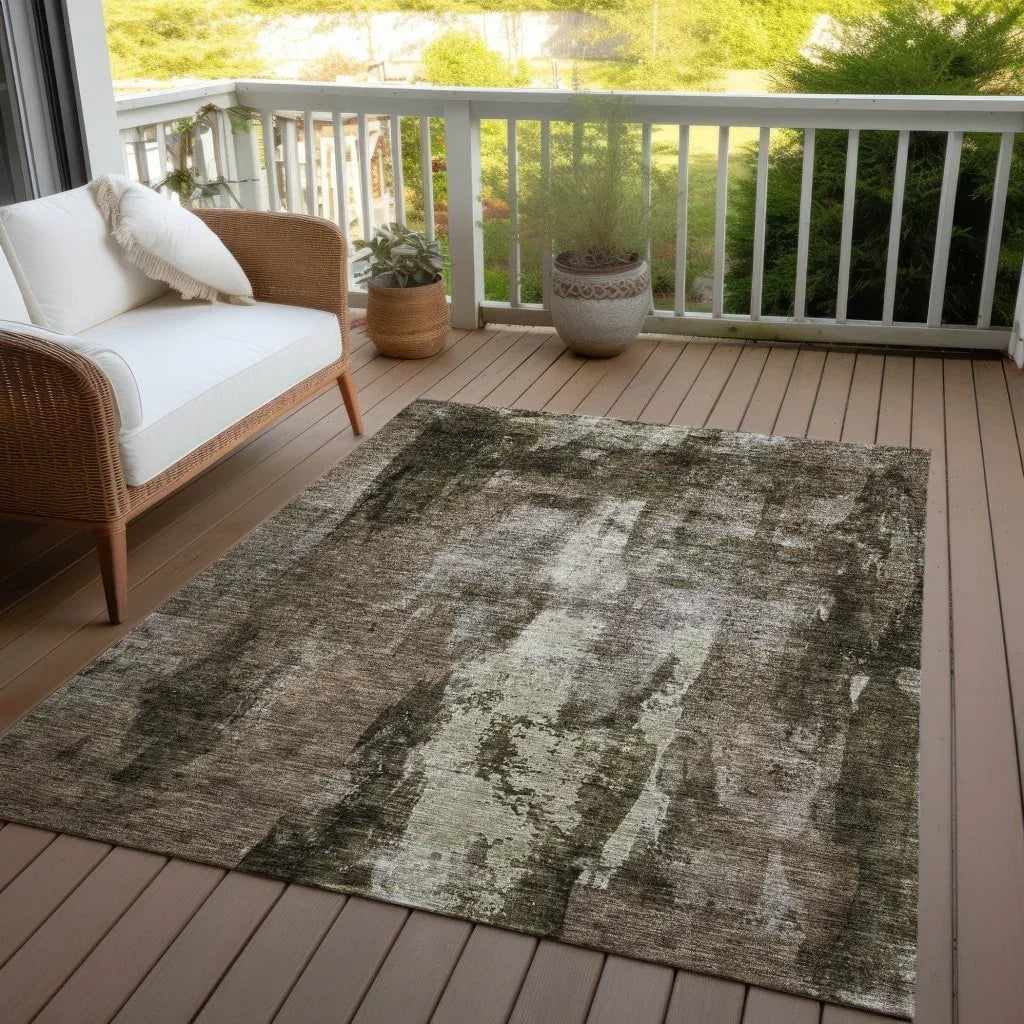 Solayne Brown Washable Indoor-Outdoor Rug-Outdoor Rugs-LOOMLAN Rugs-LOOMLAN