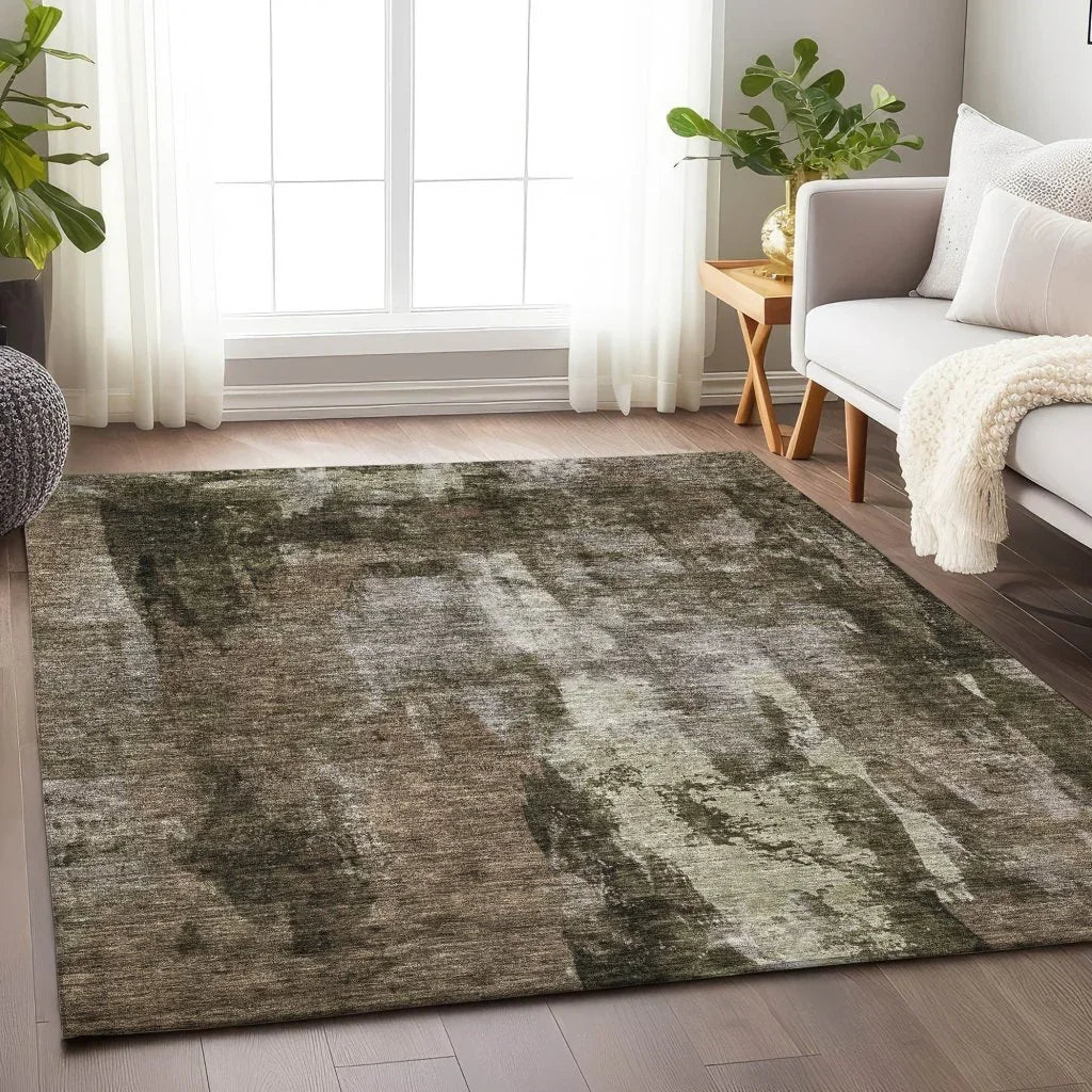 Solayne Brown Washable Indoor-Outdoor Rug-Outdoor Rugs-LOOMLAN Rugs-LOOMLAN