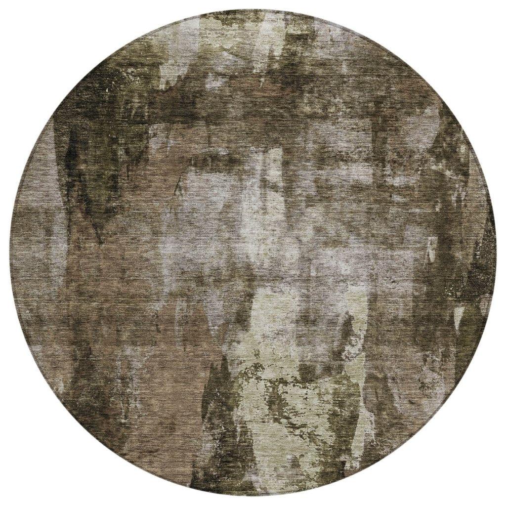 Solayne Brown Washable Indoor-Outdoor Rug-Outdoor Rugs-LOOMLAN Rugs-8' x 8'-LOOMLAN