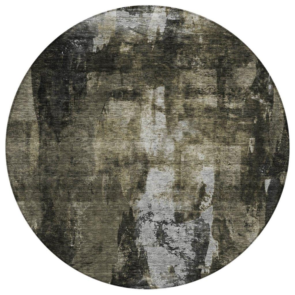 Solayne Gray Washable Indoor-Outdoor Rug-Outdoor Rugs-LOOMLAN Rugs-8' x 8'-LOOMLAN