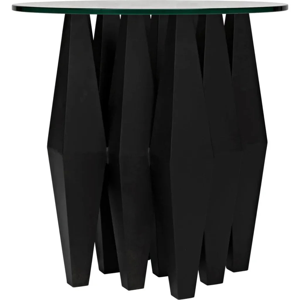 Soldier Side Table, Black Steel Glass Top - LOOMLAN - Noir - Side Tables