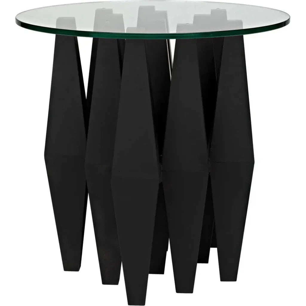 Soldier Side Table, Black Steel Glass Top - LOOMLAN - Noir - Side Tables