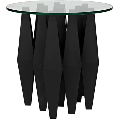 Soldier Side Table, Black Steel Glass Top - LOOMLAN - Noir - Side Tables