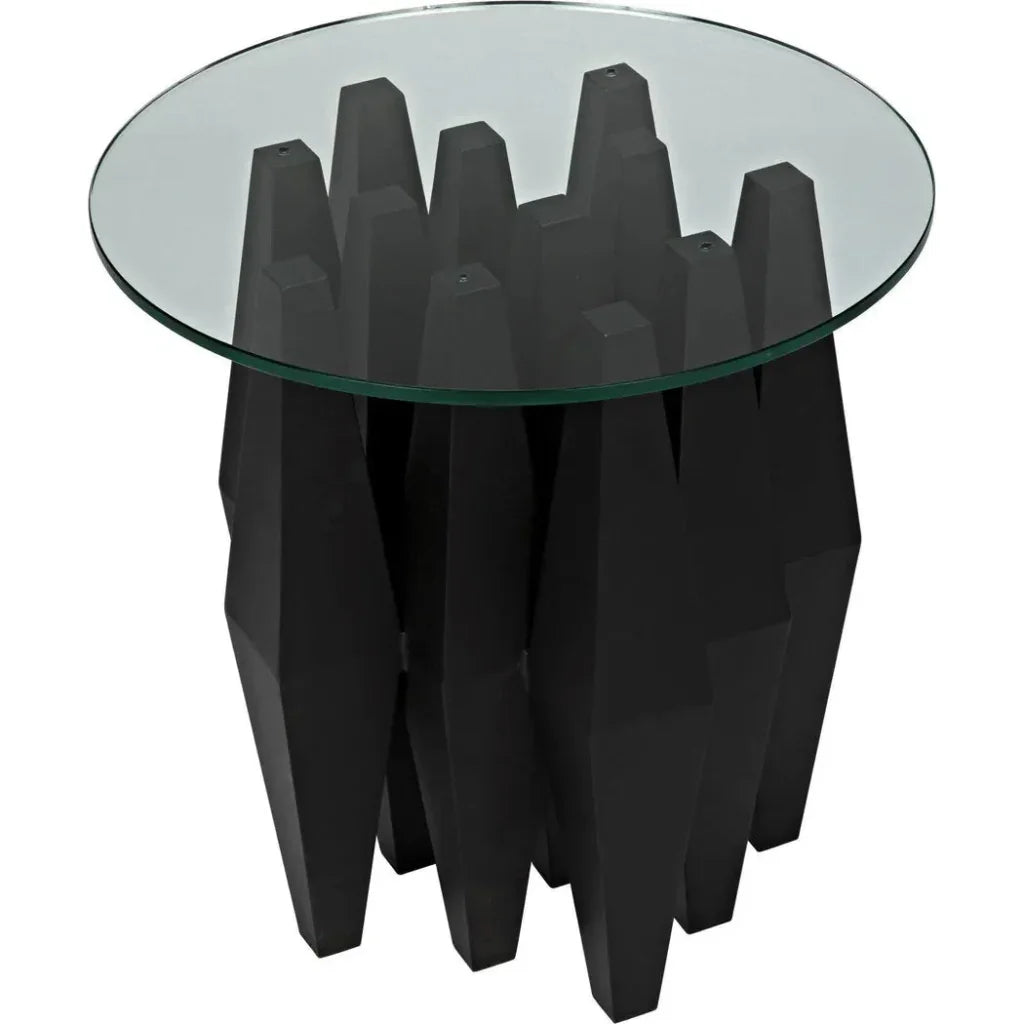 Soldier Side Table, Black Steel Glass Top - LOOMLAN - Noir - Side Tables