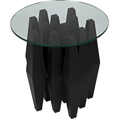 Soldier Side Table, Black Steel Glass Top - LOOMLAN - Noir - Side Tables