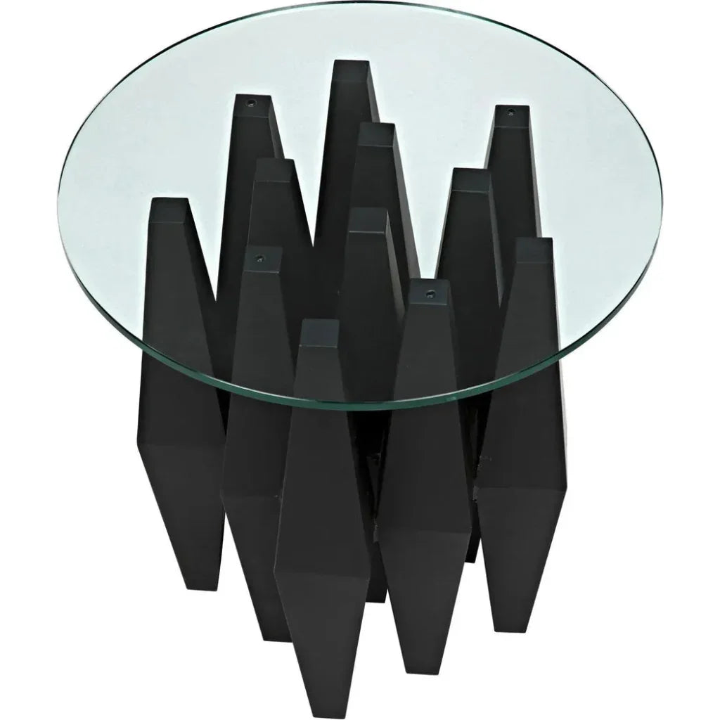 Soldier Side Table, Black Steel Glass Top - LOOMLAN - Noir - Side Tables