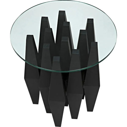 Soldier Side Table, Black Steel Glass Top - LOOMLAN - Noir - Side Tables