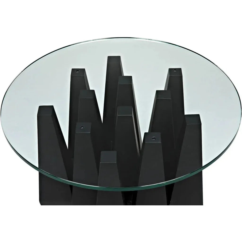 Soldier Side Table, Black Steel Glass Top - LOOMLAN - Noir - Side Tables