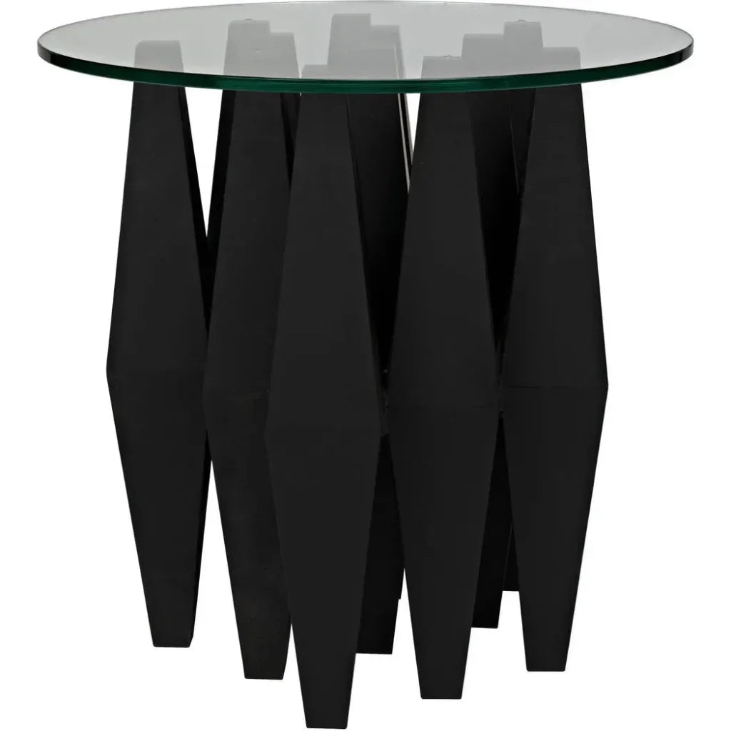 Soldier Side Table, Black Steel Glass Top - LOOMLAN - Noir - Side Tables