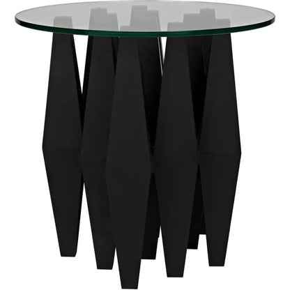 Soldier Side Table, Black Steel Glass Top - LOOMLAN - Noir - Side Tables