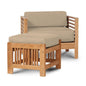 Soleil Teak Patio Lounge Set with Sunbrella 2PC-Outdoor Lounge Sets-HiTeak-Fawn-LOOMLAN
