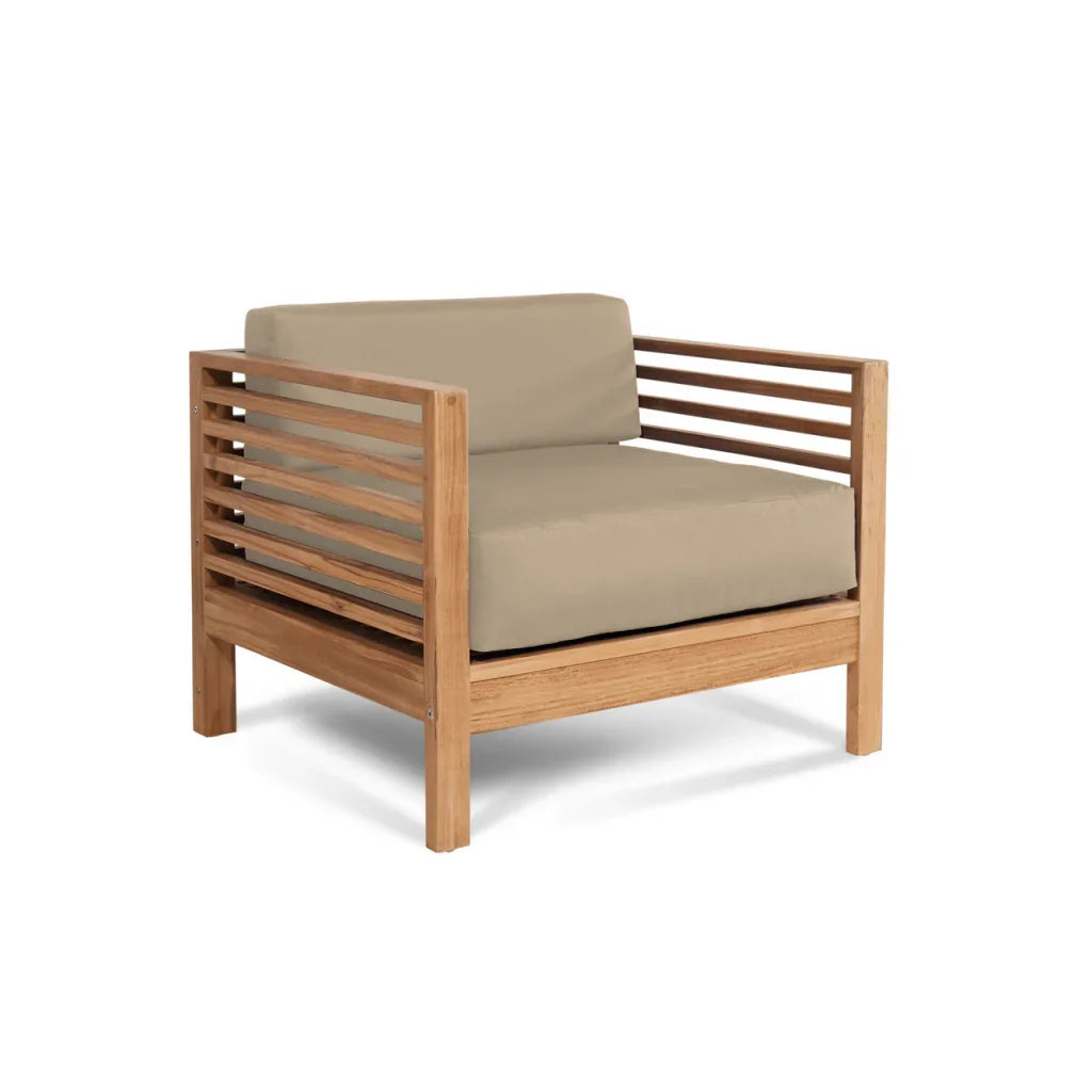 Soleil Teak Patio Lounge Set with Sunbrella 2PC-Outdoor Lounge Sets-HiTeak-LOOMLAN