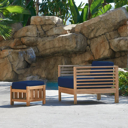 Soleil Teak Patio Lounge Set with Sunbrella 2PC-Outdoor Lounge Sets-HiTeak-LOOMLAN