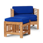 Soleil Teak Patio Lounge Set with Sunbrella 2PC-Outdoor Lounge Sets-HiTeak-True Blue-LOOMLAN
