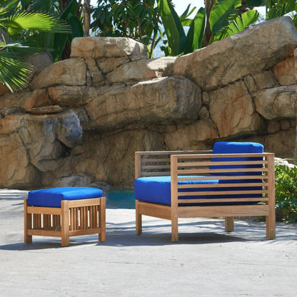 Soleil Teak Patio Lounge Set with Sunbrella 2PC-Outdoor Lounge Sets-HiTeak-LOOMLAN