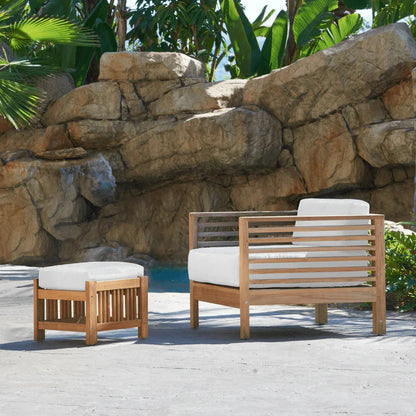 Soleil Teak Patio Lounge Set with Sunbrella 2PC-Outdoor Lounge Sets-HiTeak-LOOMLAN