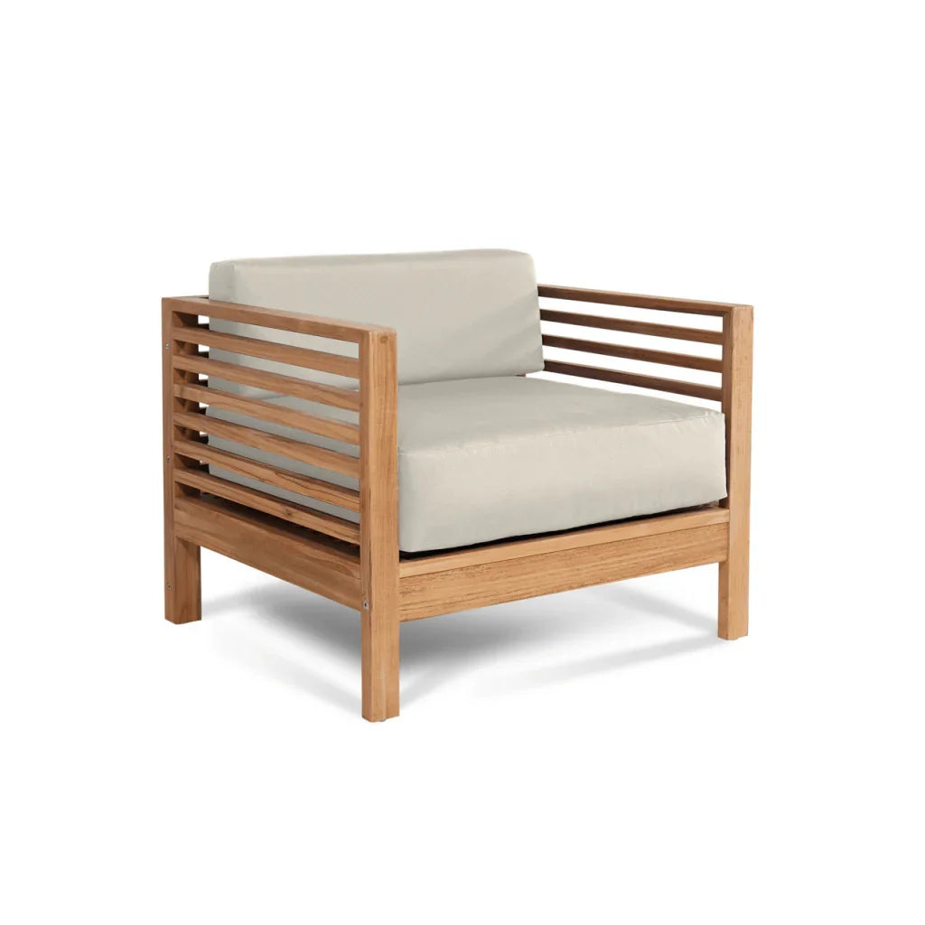 Soleil Teak Patio Lounge Set with Sunbrella 2PC-Outdoor Lounge Sets-HiTeak-LOOMLAN