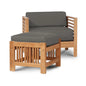 Soleil Teak Patio Lounge Set with Sunbrella 2PC-Outdoor Lounge Sets-HiTeak-Charcoal-LOOMLAN