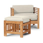 Soleil Teak Patio Lounge Set with Sunbrella 2PC-Outdoor Lounge Sets-HiTeak-Canvas-LOOMLAN