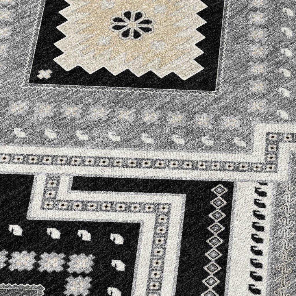 Solene Black Washable Indoor-Outdoor Rug-Outdoor Rugs-LOOMLAN Rugs-LOOMLAN
