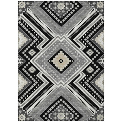 Solene Black Washable Indoor-Outdoor Rug-Outdoor Rugs-LOOMLAN Rugs-2'6" x 3'10"-LOOMLAN