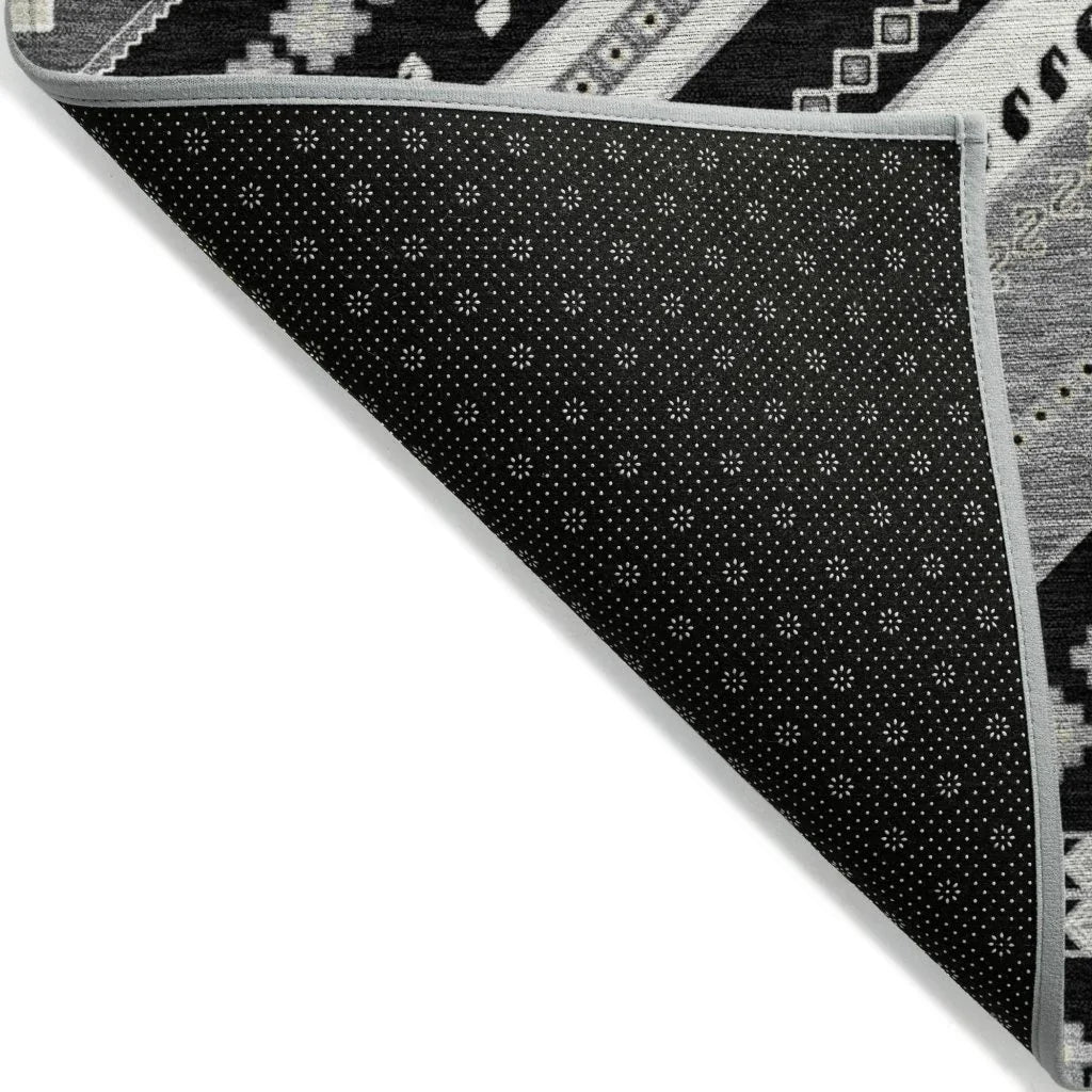 Solene Black Washable Indoor-Outdoor Rug-Outdoor Rugs-LOOMLAN Rugs-LOOMLAN