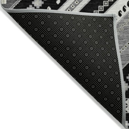 Solene Black Washable Indoor-Outdoor Rug-Outdoor Rugs-LOOMLAN Rugs-LOOMLAN