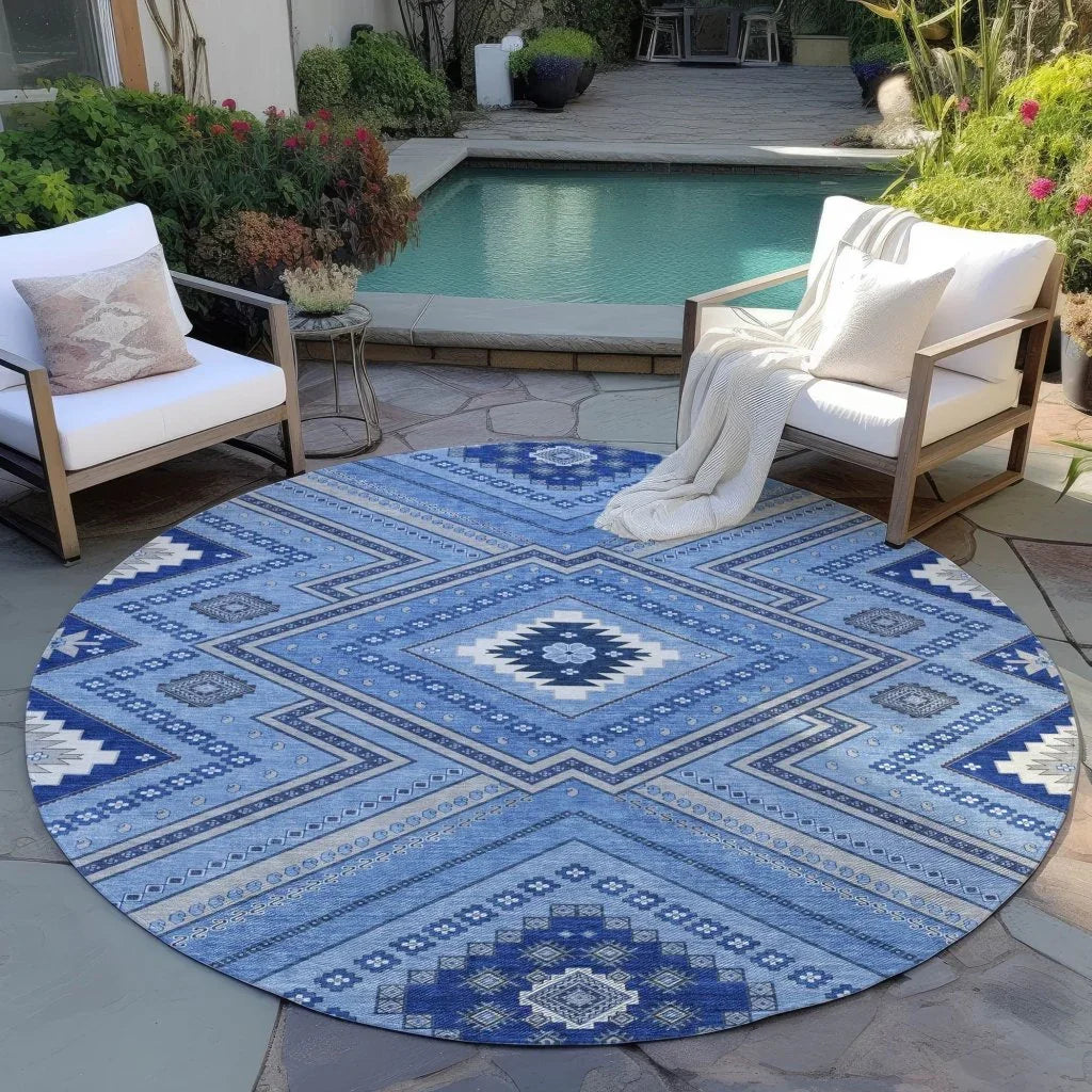 Solene Blue Washable Indoor-Outdoor Rug-Outdoor Rugs-LOOMLAN Rugs-LOOMLAN