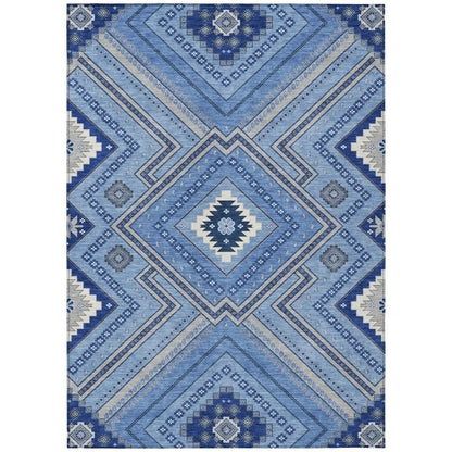 Solene Blue Washable Indoor-Outdoor Rug-Outdoor Rugs-LOOMLAN Rugs-2'6" x 3'10"-LOOMLAN