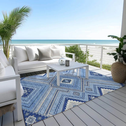 Solene Blue Washable Indoor-Outdoor Rug-Outdoor Rugs-LOOMLAN Rugs-LOOMLAN