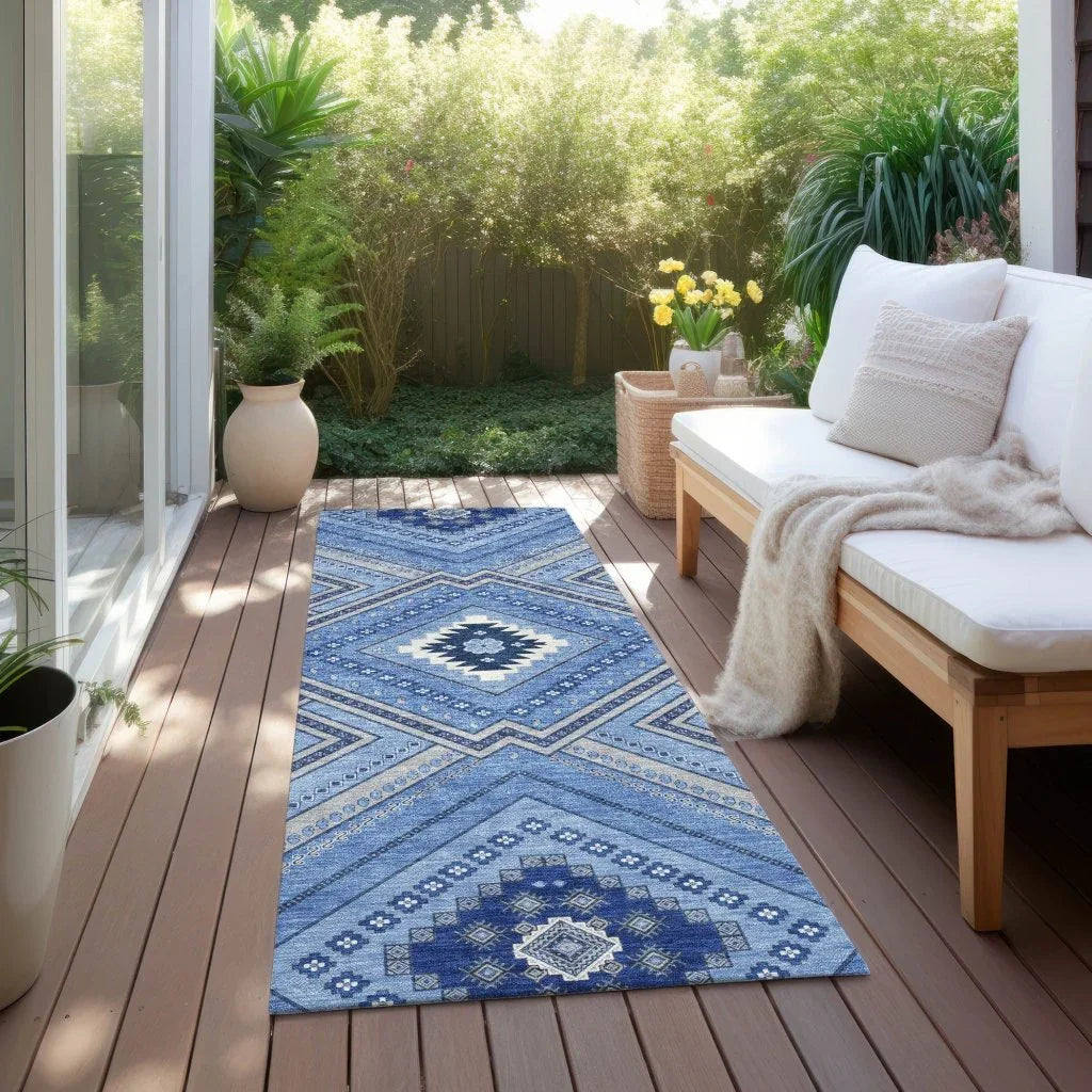 Solene Blue Washable Indoor-Outdoor Rug-Outdoor Rugs-LOOMLAN Rugs-LOOMLAN