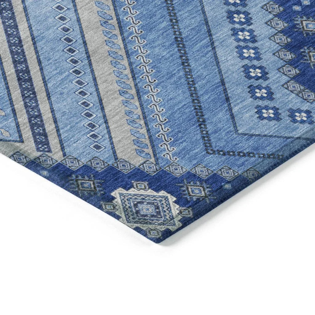 Solene Blue Washable Indoor-Outdoor Rug-Outdoor Rugs-LOOMLAN Rugs-LOOMLAN