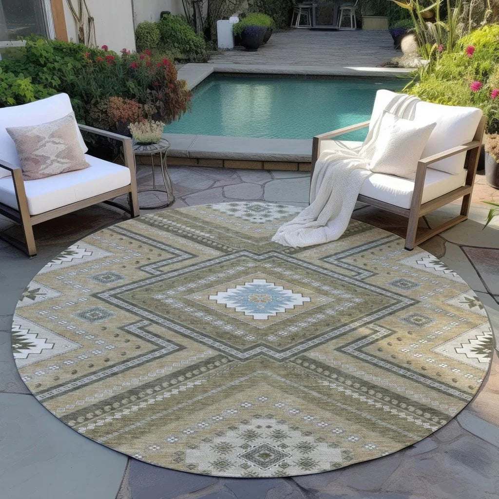 Solene Brown Washable Indoor-Outdoor Rug-Outdoor Rugs-LOOMLAN Rugs-LOOMLAN