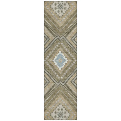 Solene Brown Washable Indoor-Outdoor Rug-Outdoor Rugs-LOOMLAN Rugs-2'3" x 7'6"-LOOMLAN