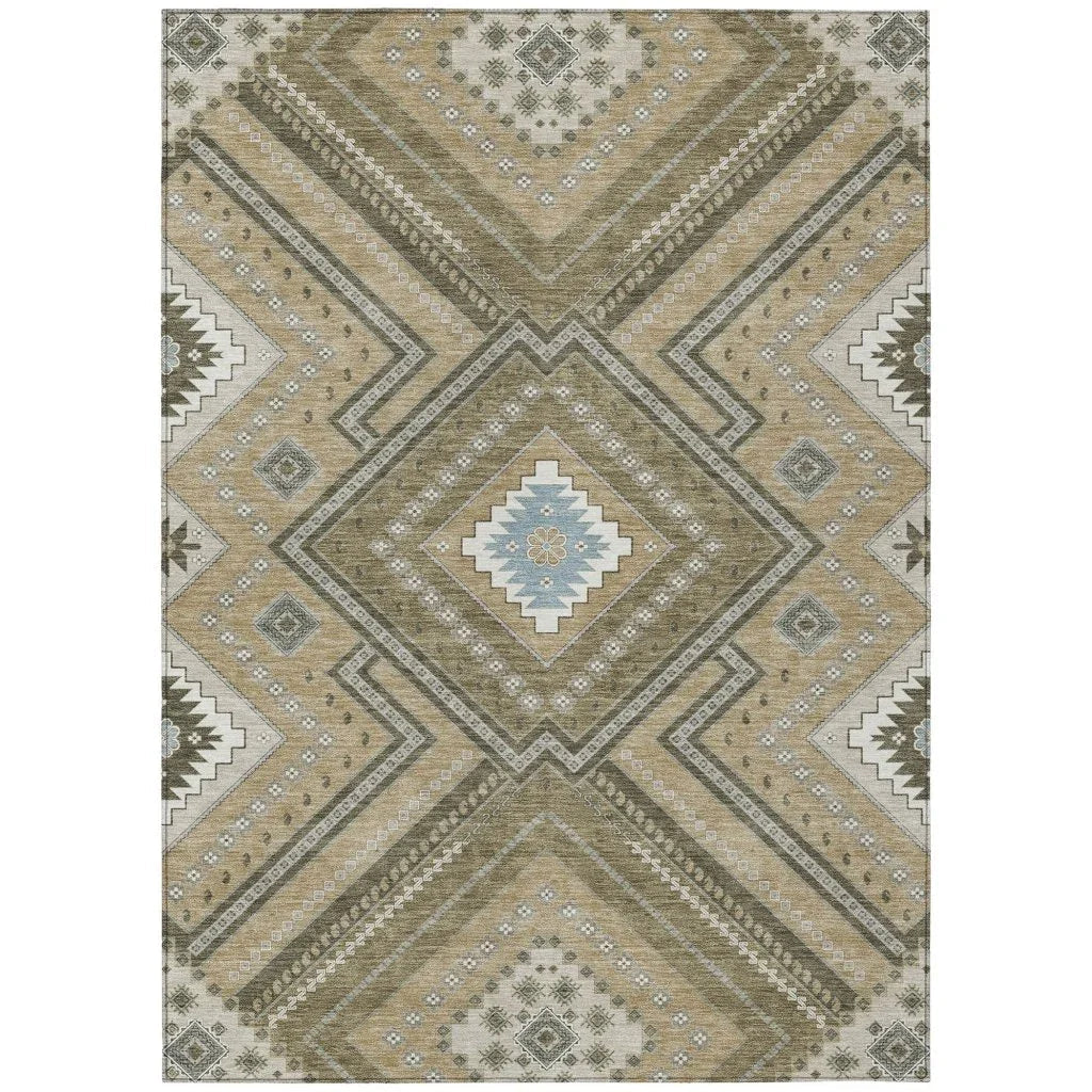 Solene Brown Washable Indoor-Outdoor Rug-Outdoor Rugs-LOOMLAN Rugs-2'6" x 3'10"-LOOMLAN