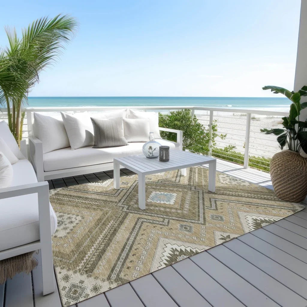 Solene Brown Washable Indoor-Outdoor Rug-Outdoor Rugs-LOOMLAN Rugs-LOOMLAN