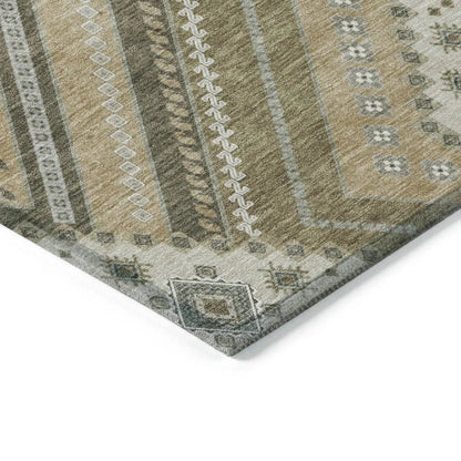 Solene Brown Washable Indoor-Outdoor Rug-Outdoor Rugs-LOOMLAN Rugs-LOOMLAN