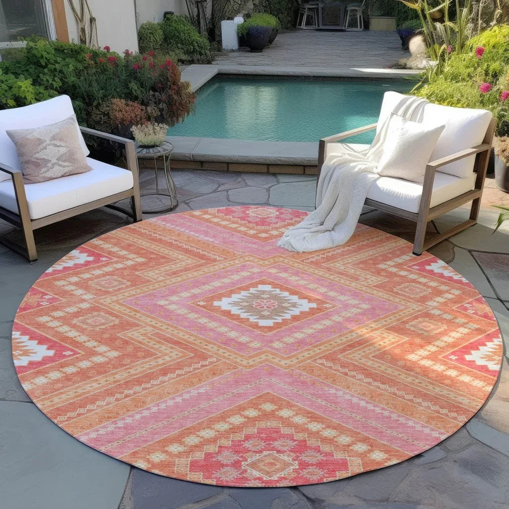 Solene Coral Washable Indoor-Outdoor Rug-Outdoor Rugs-LOOMLAN Rugs-LOOMLAN