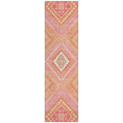 Solene Coral Washable Indoor-Outdoor Rug-Outdoor Rugs-LOOMLAN Rugs-2'3" x 7'6"-LOOMLAN