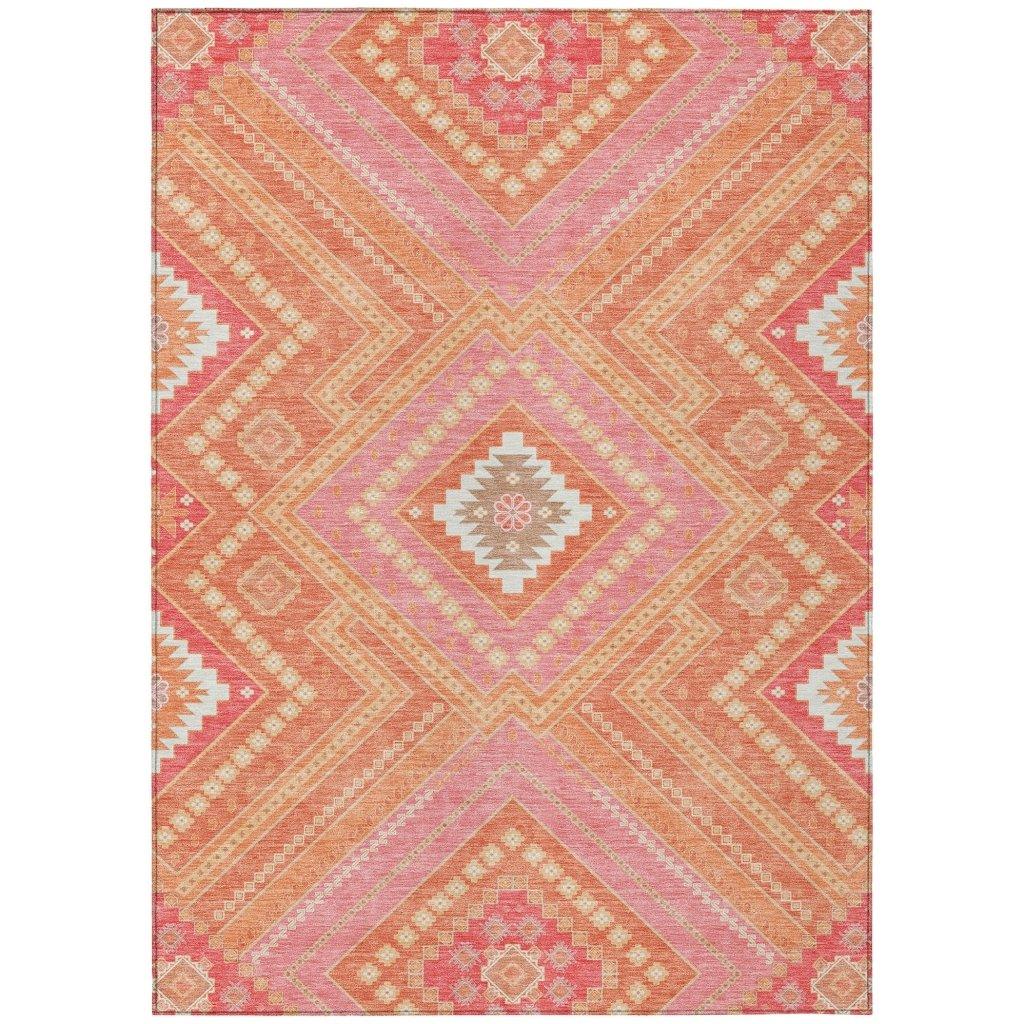 Solene Coral Washable Indoor-Outdoor Rug-Outdoor Rugs-LOOMLAN Rugs-2'6" x 3'10"-LOOMLAN
