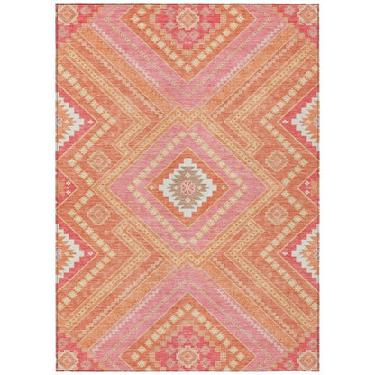 Solene Coral Washable Indoor-Outdoor Rug-Outdoor Rugs-LOOMLAN Rugs-2'6" x 3'10"-LOOMLAN