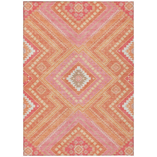 Solene Coral Washable Indoor-Outdoor Rug-Outdoor Rugs-LOOMLAN Rugs-2'6" x 3'10"-LOOMLAN