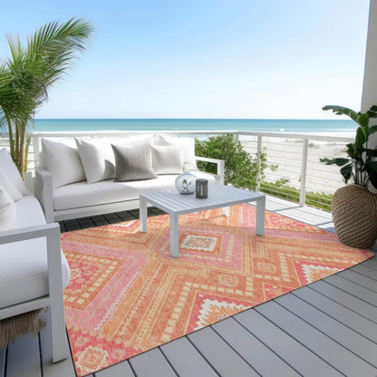 Solene Coral Washable Indoor-Outdoor Rug-Outdoor Rugs-LOOMLAN Rugs-LOOMLAN