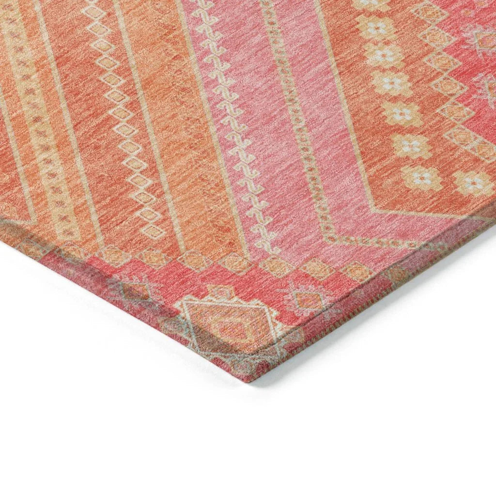 Solene Coral Washable Indoor-Outdoor Rug-Outdoor Rugs-LOOMLAN Rugs-LOOMLAN