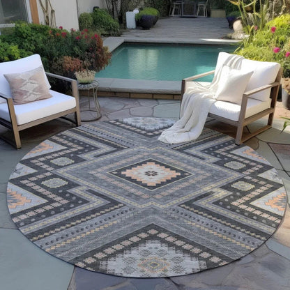 Solene Gray Washable Indoor-Outdoor Rug-Outdoor Rugs-LOOMLAN Rugs-LOOMLAN