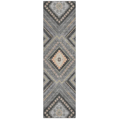 Solene Gray Washable Indoor-Outdoor Rug-Outdoor Rugs-LOOMLAN Rugs-2'3" x 7'6"-LOOMLAN