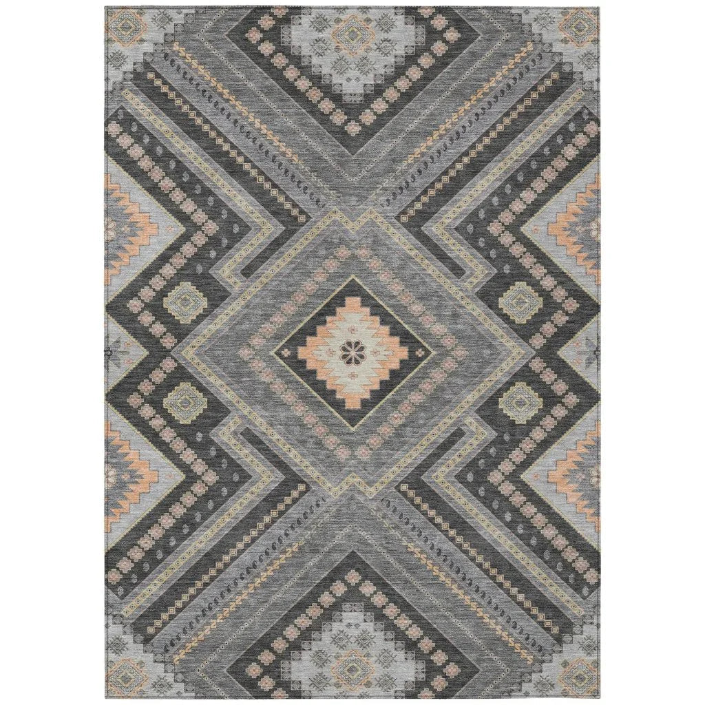 Solene Gray Washable Indoor-Outdoor Rug-Outdoor Rugs-LOOMLAN Rugs-2'6" x 3'10"-LOOMLAN