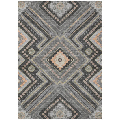 Solene Gray Washable Indoor-Outdoor Rug-Outdoor Rugs-LOOMLAN Rugs-2'6" x 3'10"-LOOMLAN