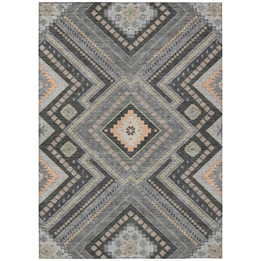 Solene Gray Washable Indoor-Outdoor Rug-Outdoor Rugs-LOOMLAN Rugs-2'6" x 3'10"-LOOMLAN