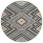 Solene Gray Washable Indoor-Outdoor Rug-Outdoor Rugs-LOOMLAN Rugs-8' x 8'-LOOMLAN